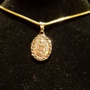 18k Gold Plated Virgin Mary Pendant Necklace #2
